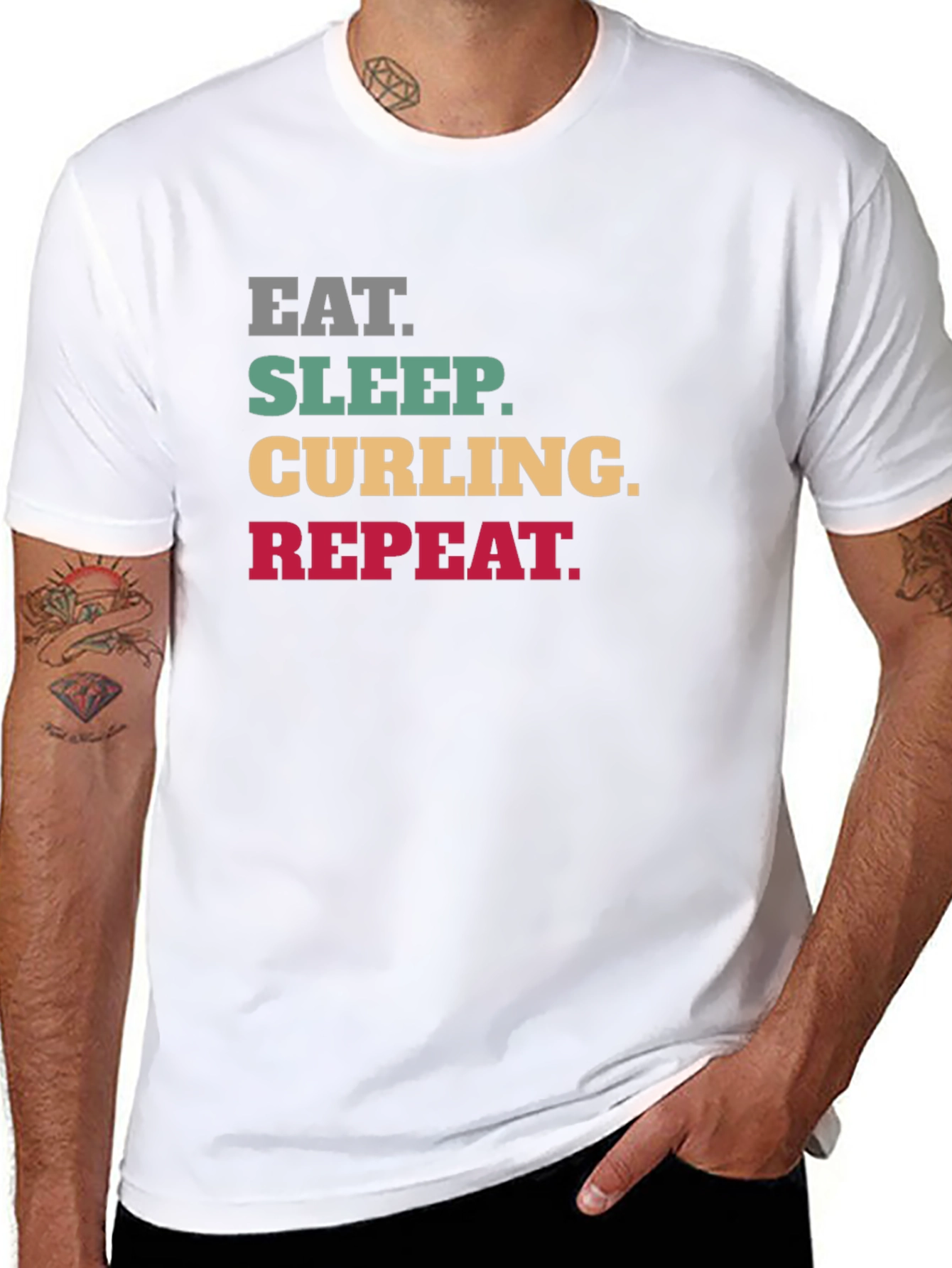 Eat Sleep Curling Repeat Black T-Shirt