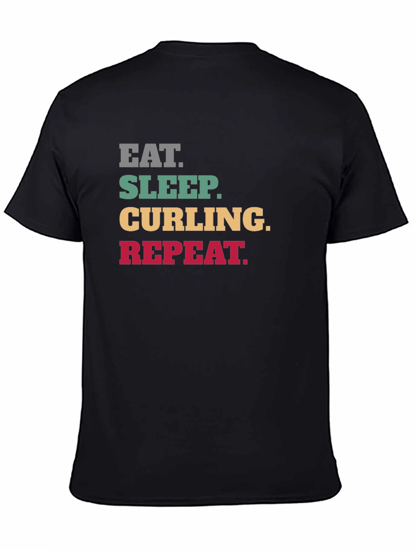 Eat Sleep Curling Repeat Black T-Shirt