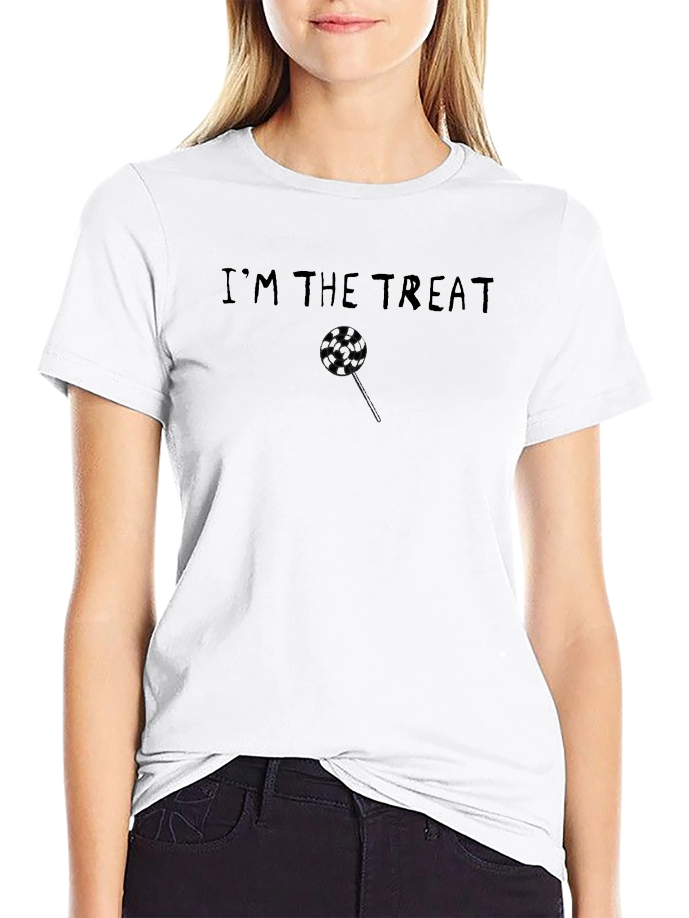 Im the Treat Graphic Tee - Black Cotton Casual