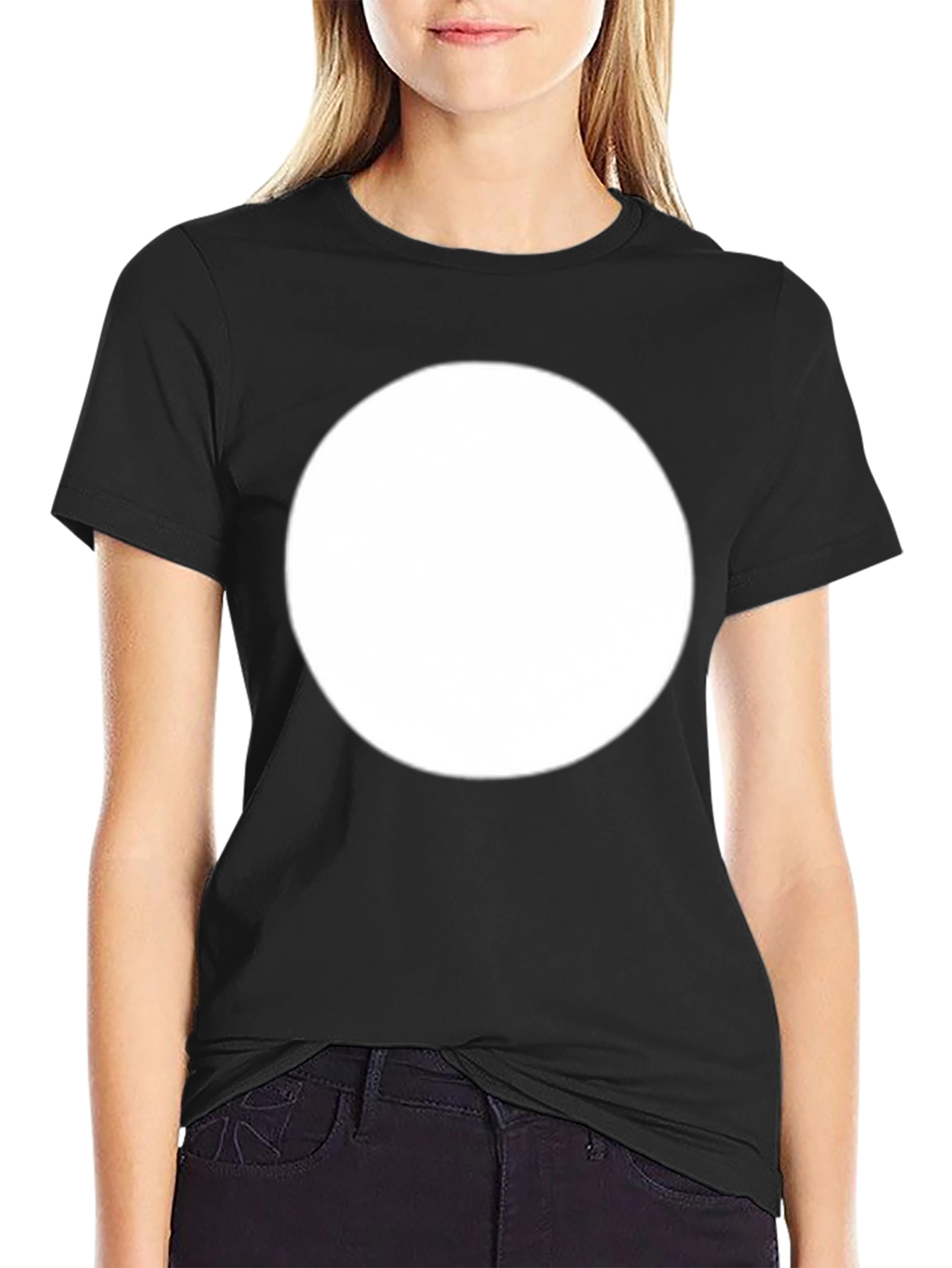 Mens Black T-Shirt with Large White Circle Design