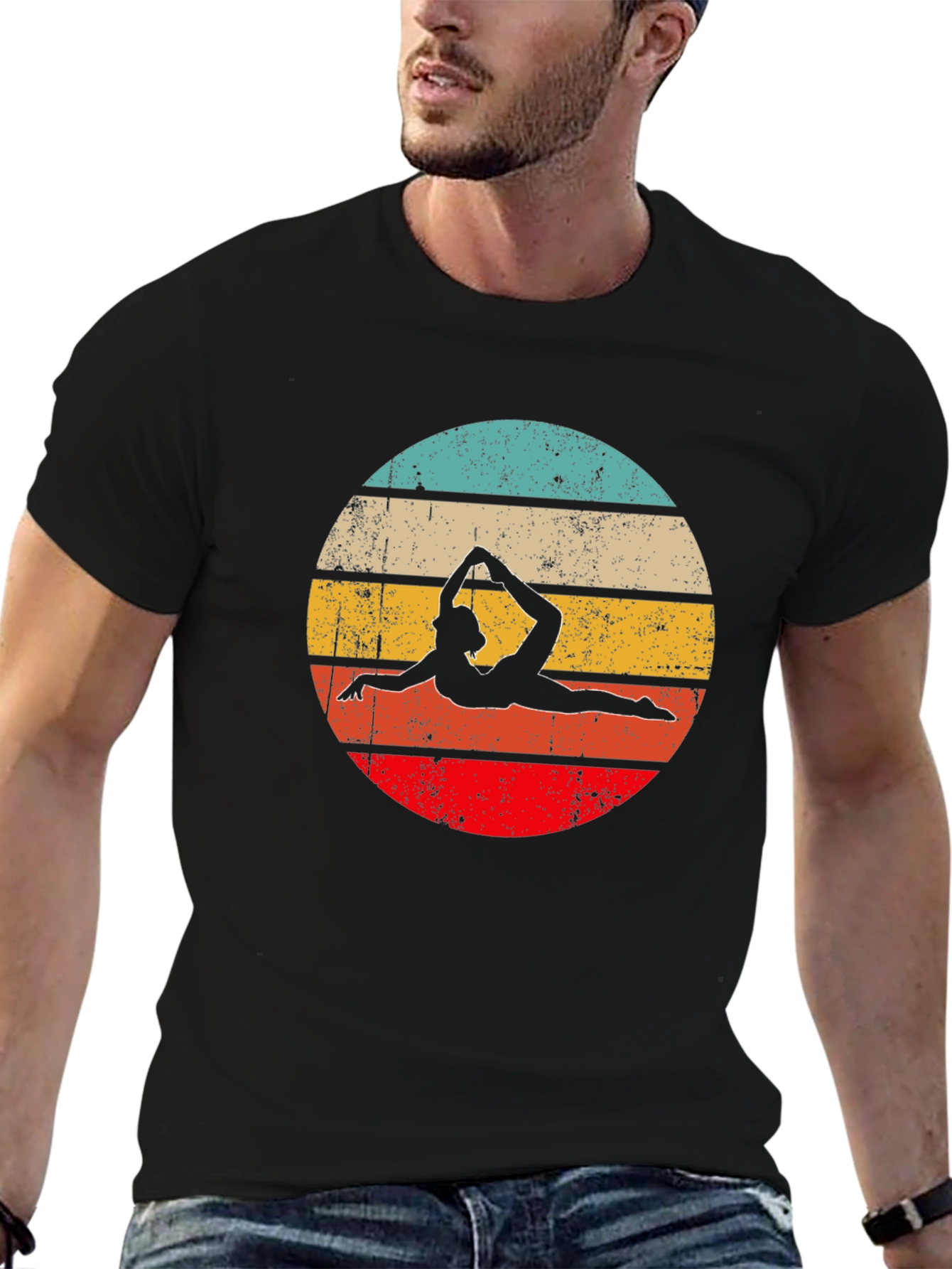 Yoga Pose Retro Graphic T-Shirt