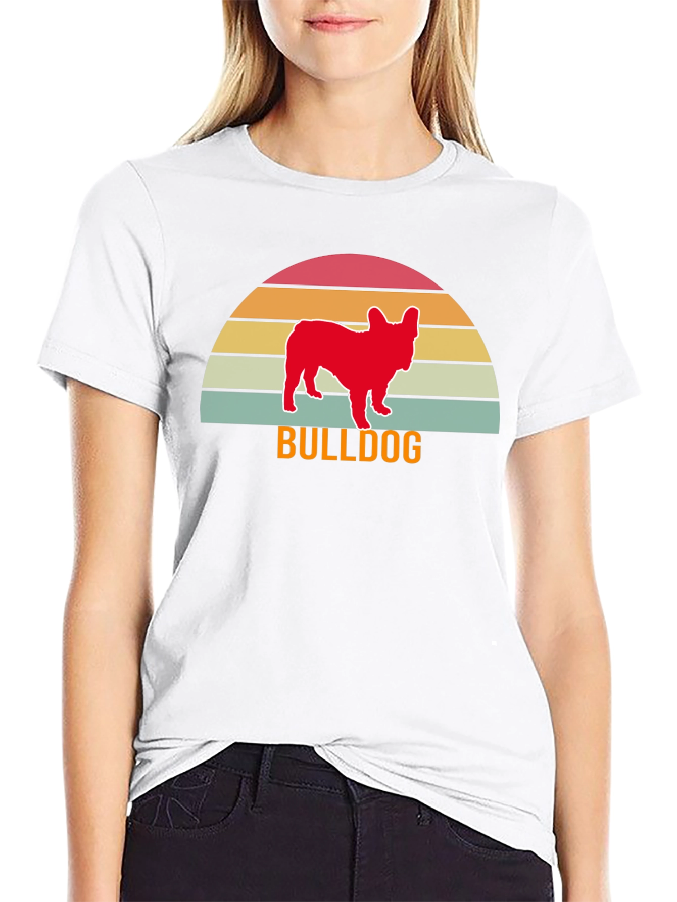 Bulldog Sunset Graphic Tee - Retro Style