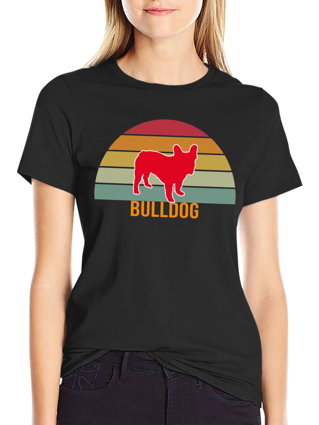 Bulldog Sunset Graphic Tee - Retro Style