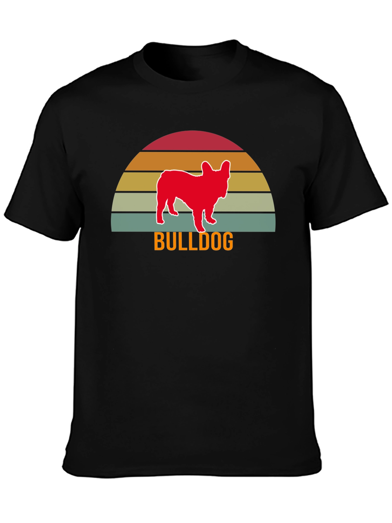 Bulldog Sunset Graphic Tee - Retro Style