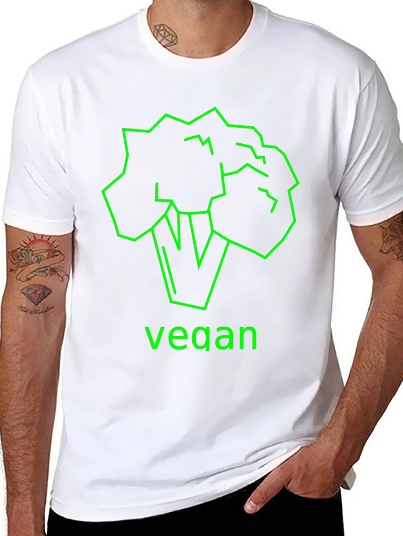 Vegan Broccoli Graphic Tee - Unisex Black T-Shirt