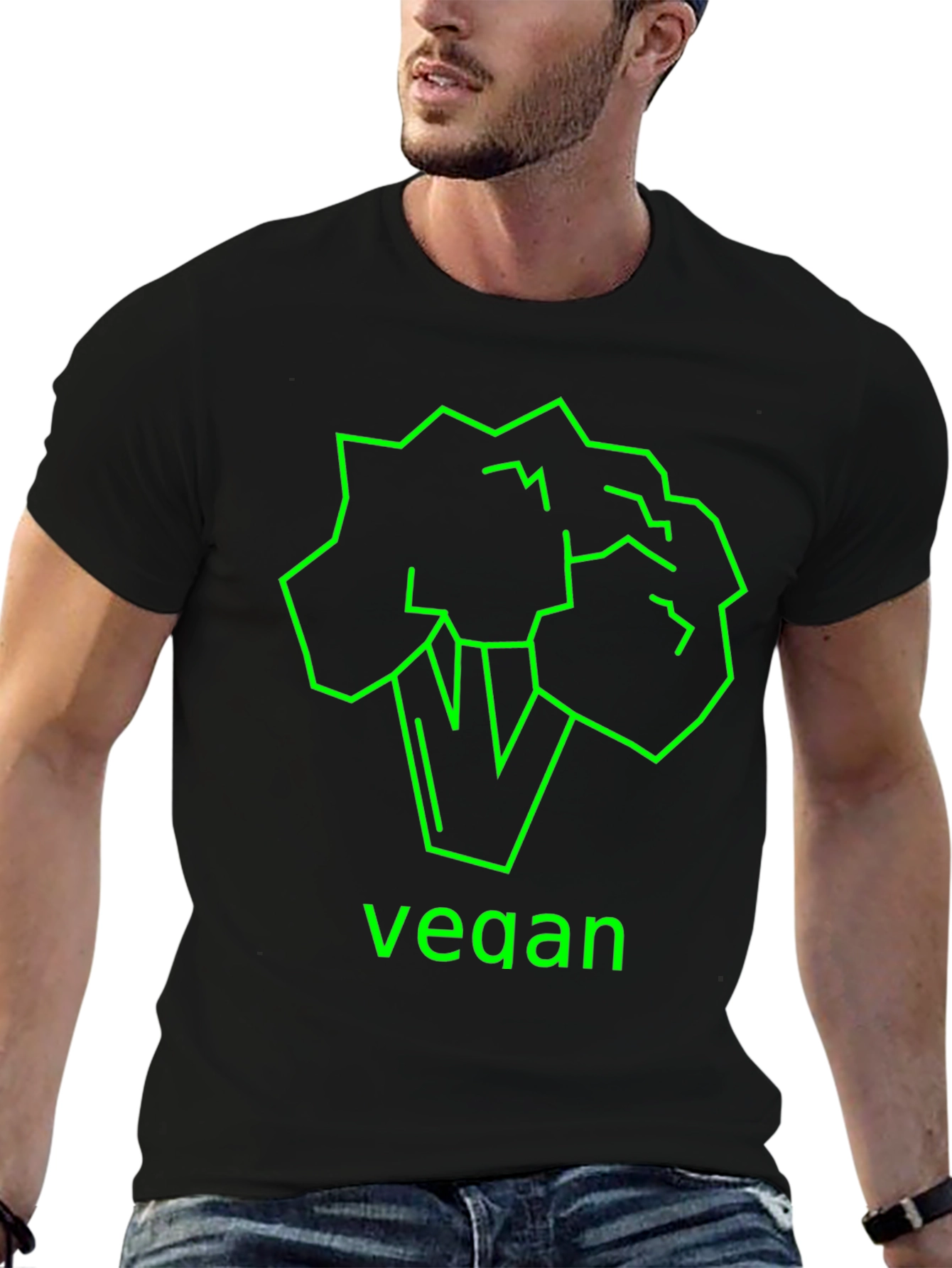 Vegan Broccoli Graphic Tee - Unisex Black T-Shirt