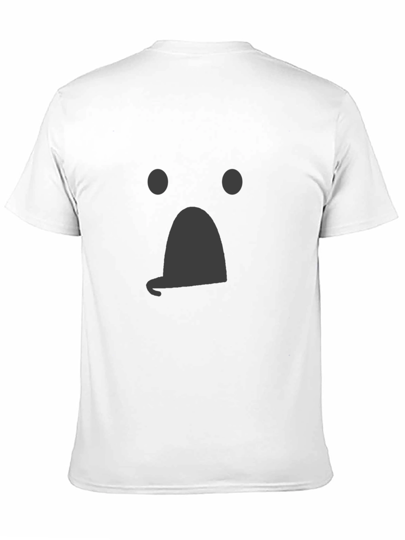 Whimsical Ghost Face Graphic Tee - Black Cotton Shirt