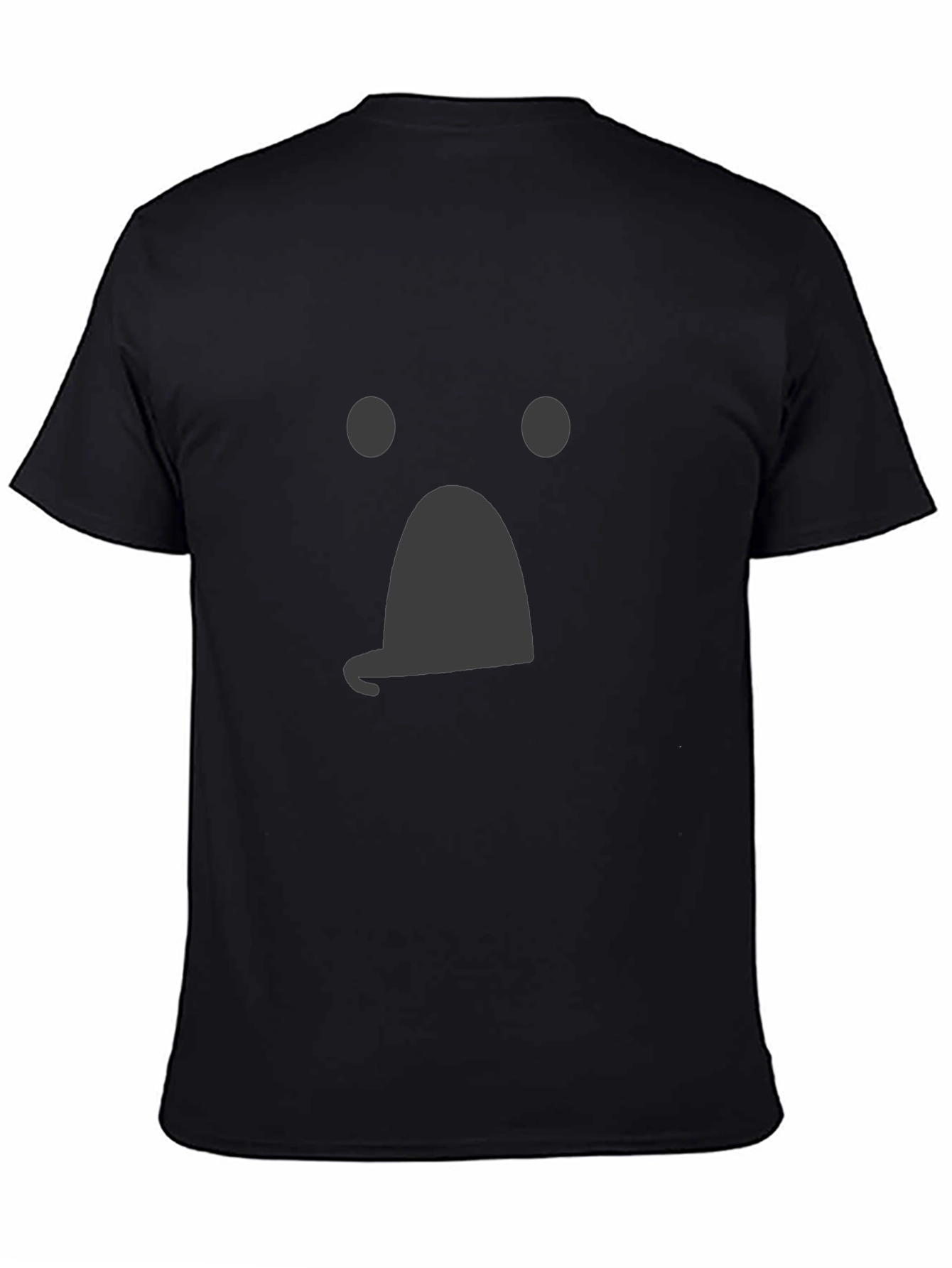 Whimsical Ghost Face Graphic Tee - Black Cotton Shirt