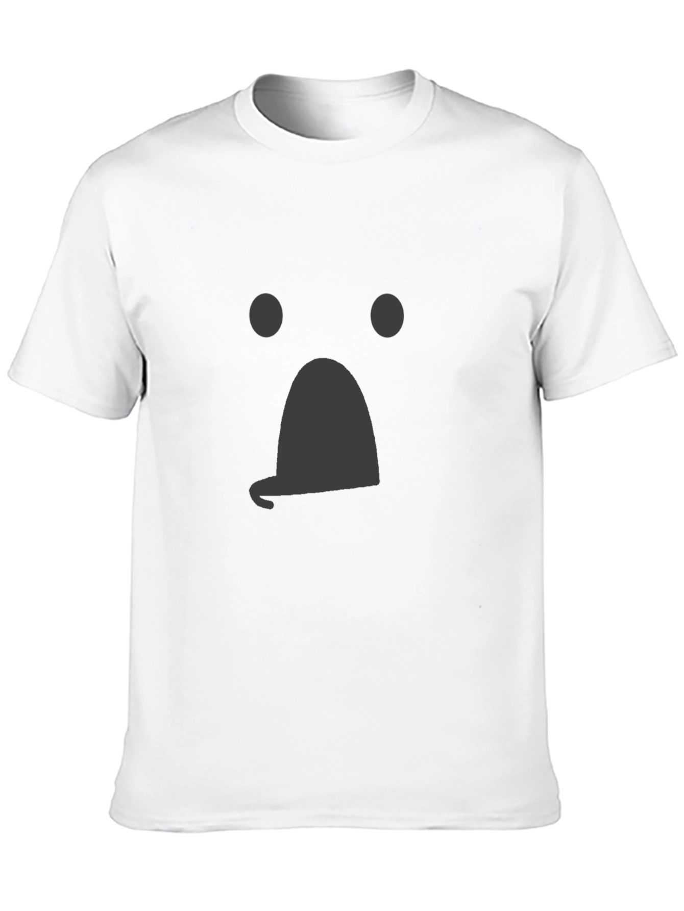 Whimsical Ghost Face Graphic Tee - Black Cotton Shirt