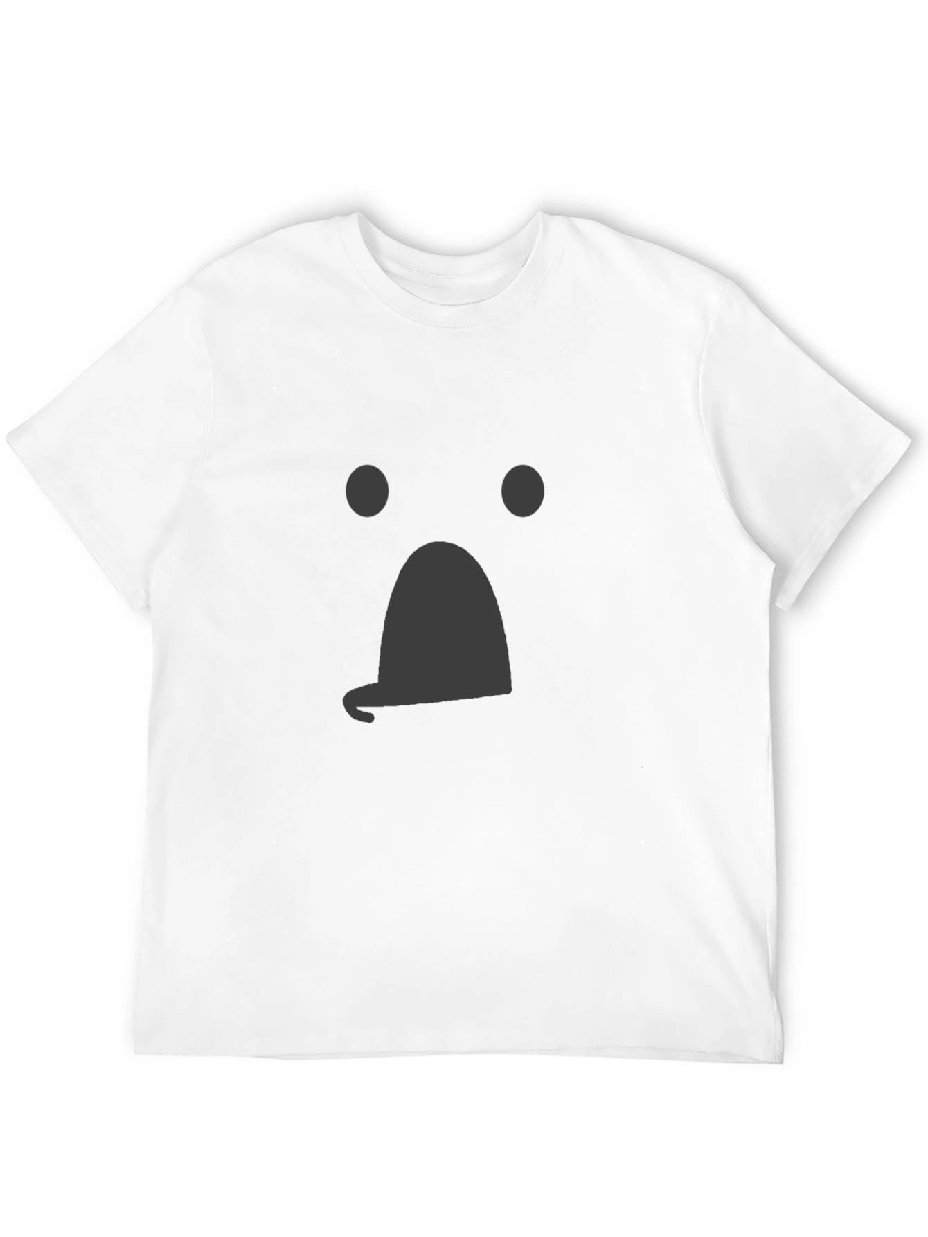 Whimsical Ghost Face Graphic Tee - Black Cotton Shirt