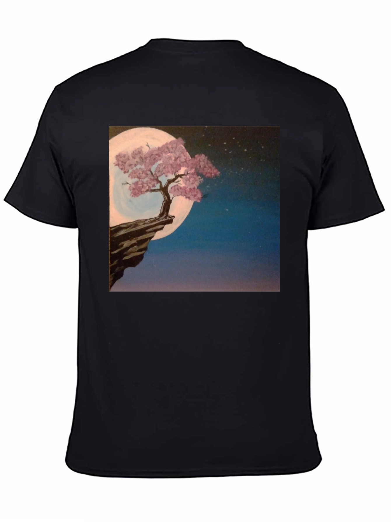 Moonlit Tree Graphic Tee - Black Cotton Blend