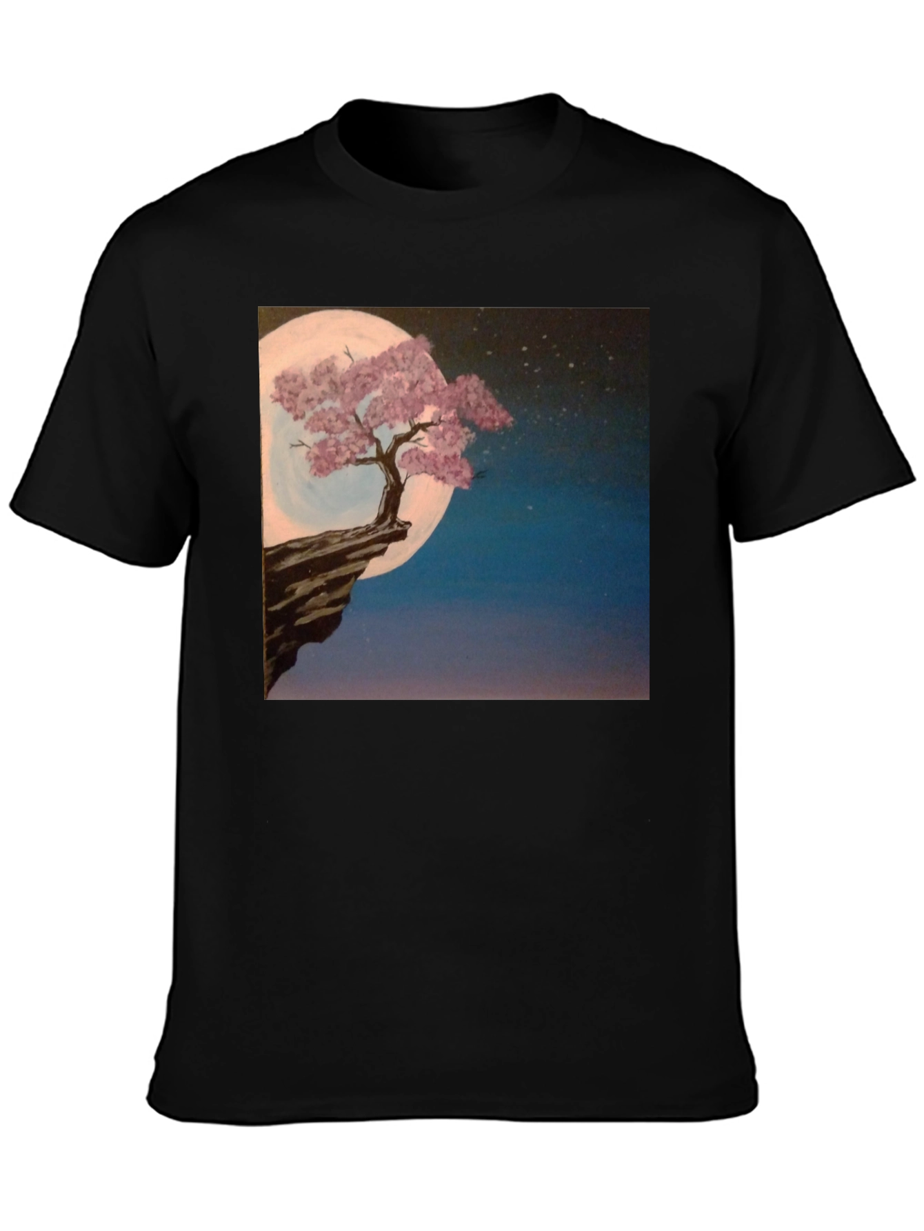 Moonlit Tree Graphic Tee - Black Cotton Blend
