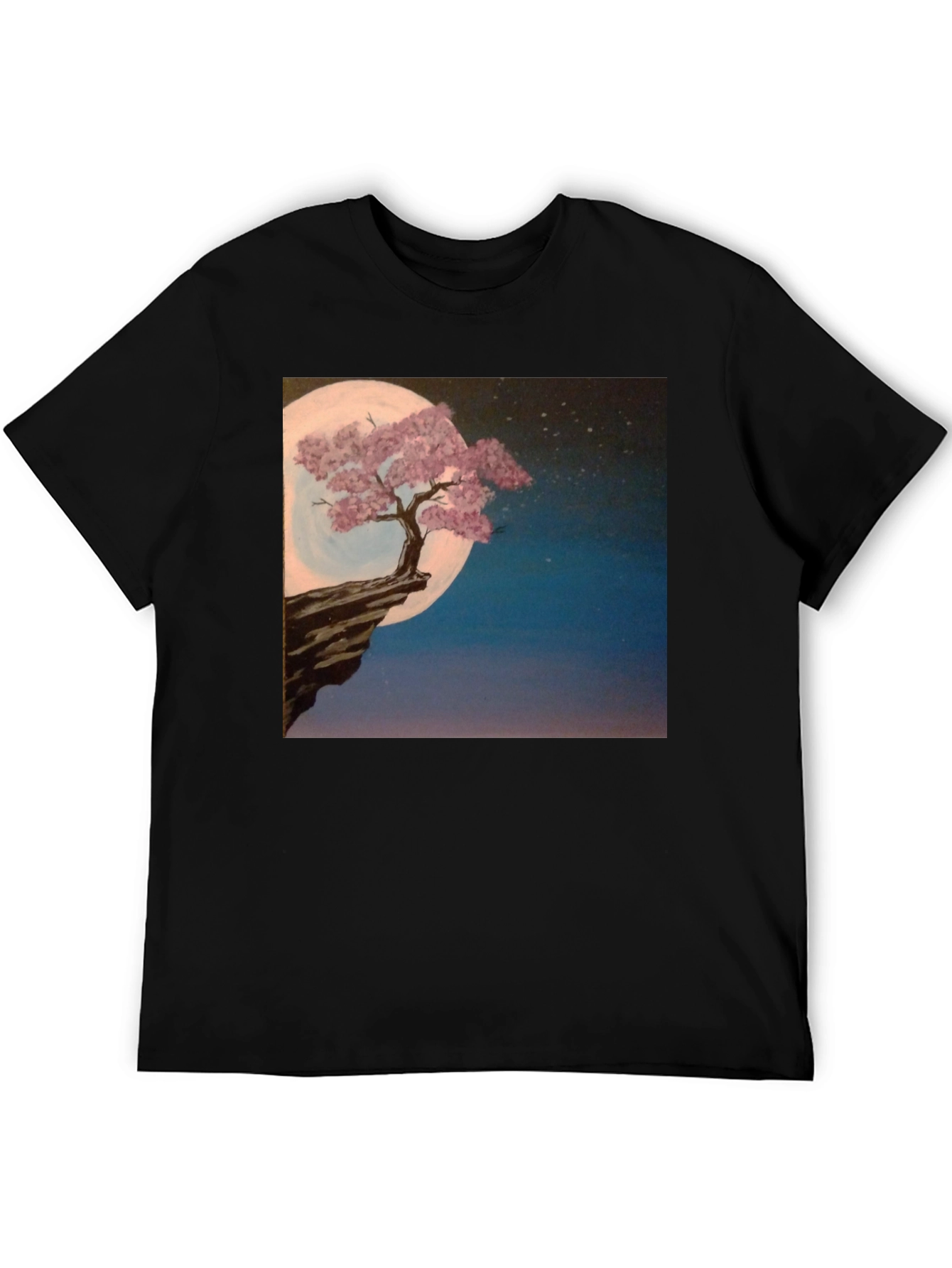 Moonlit Tree Graphic Tee - Black Cotton Blend