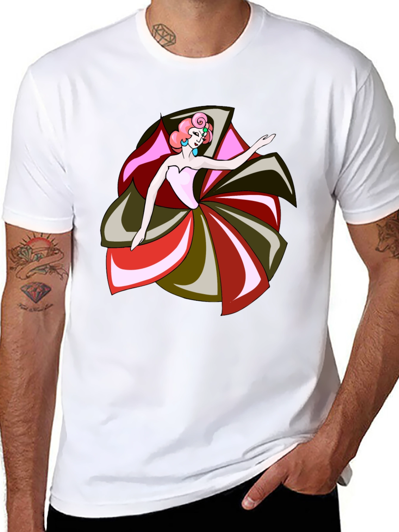 Retro Ballerina Black T-Shirt