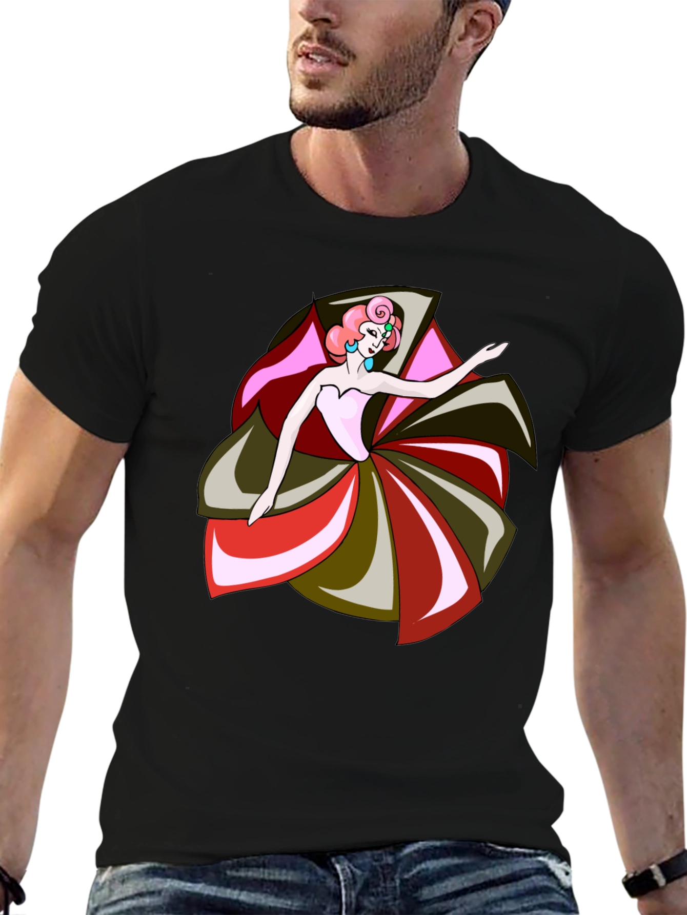 Retro Ballerina Black T-Shirt