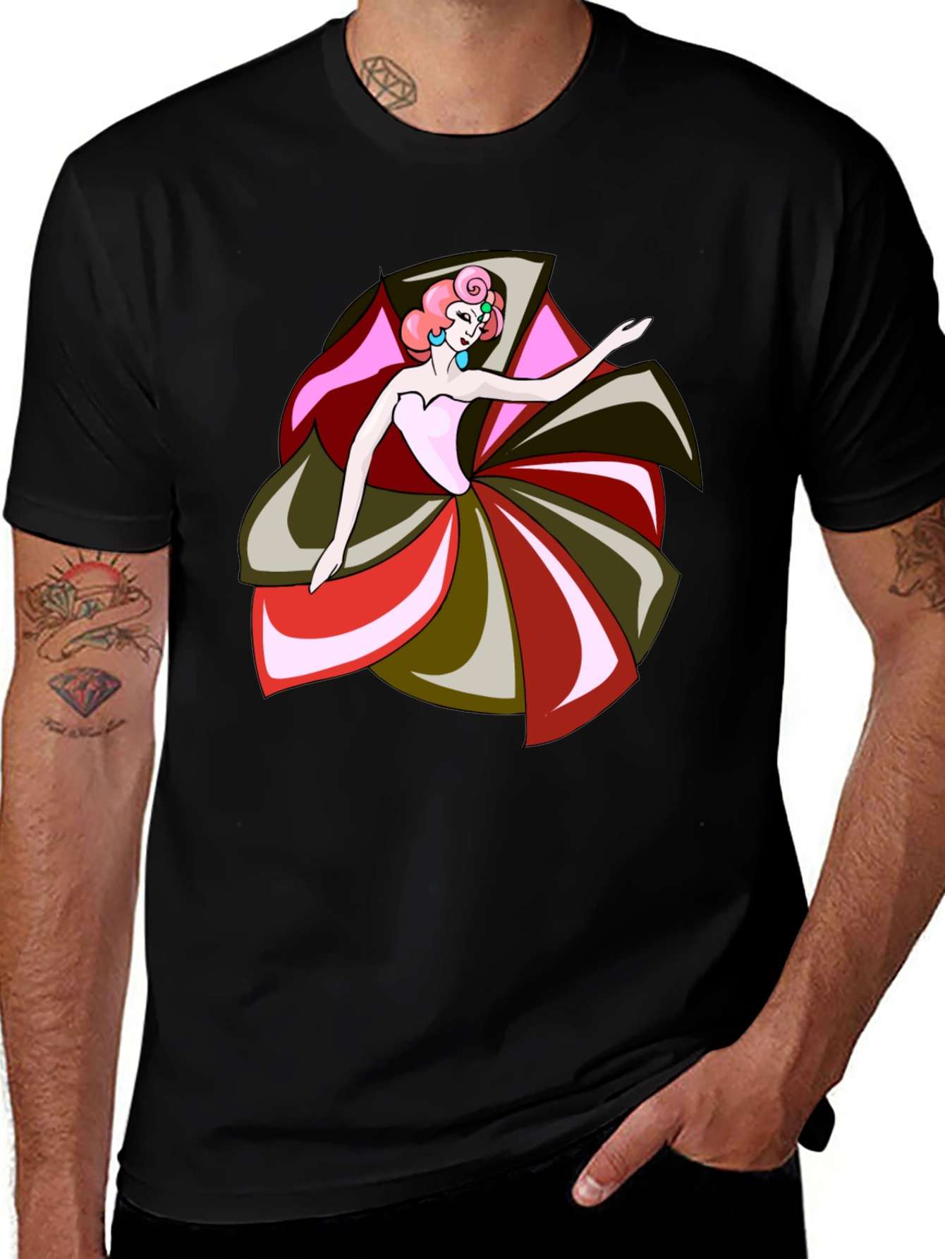 Retro Ballerina Black T-Shirt