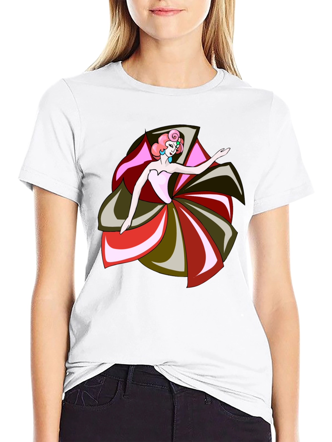 Retro Ballerina Black T-Shirt