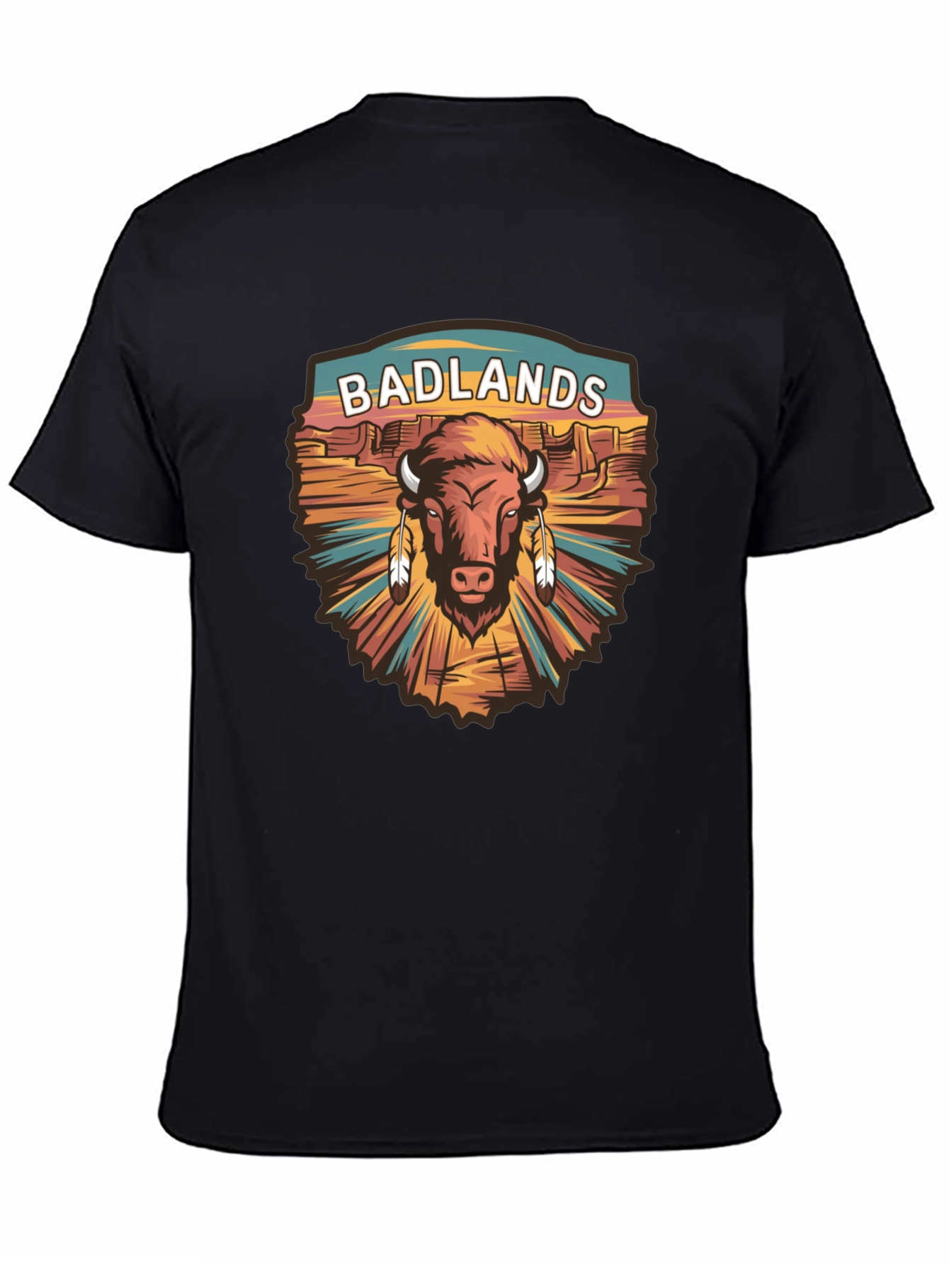 Badlands Bison Graphic Tee - Black Cotton T-Shirt