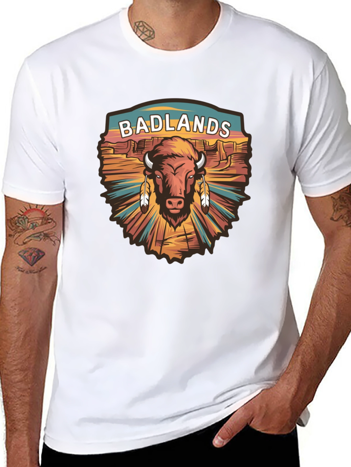 Badlands Bison Graphic Tee - Black Cotton T-Shirt