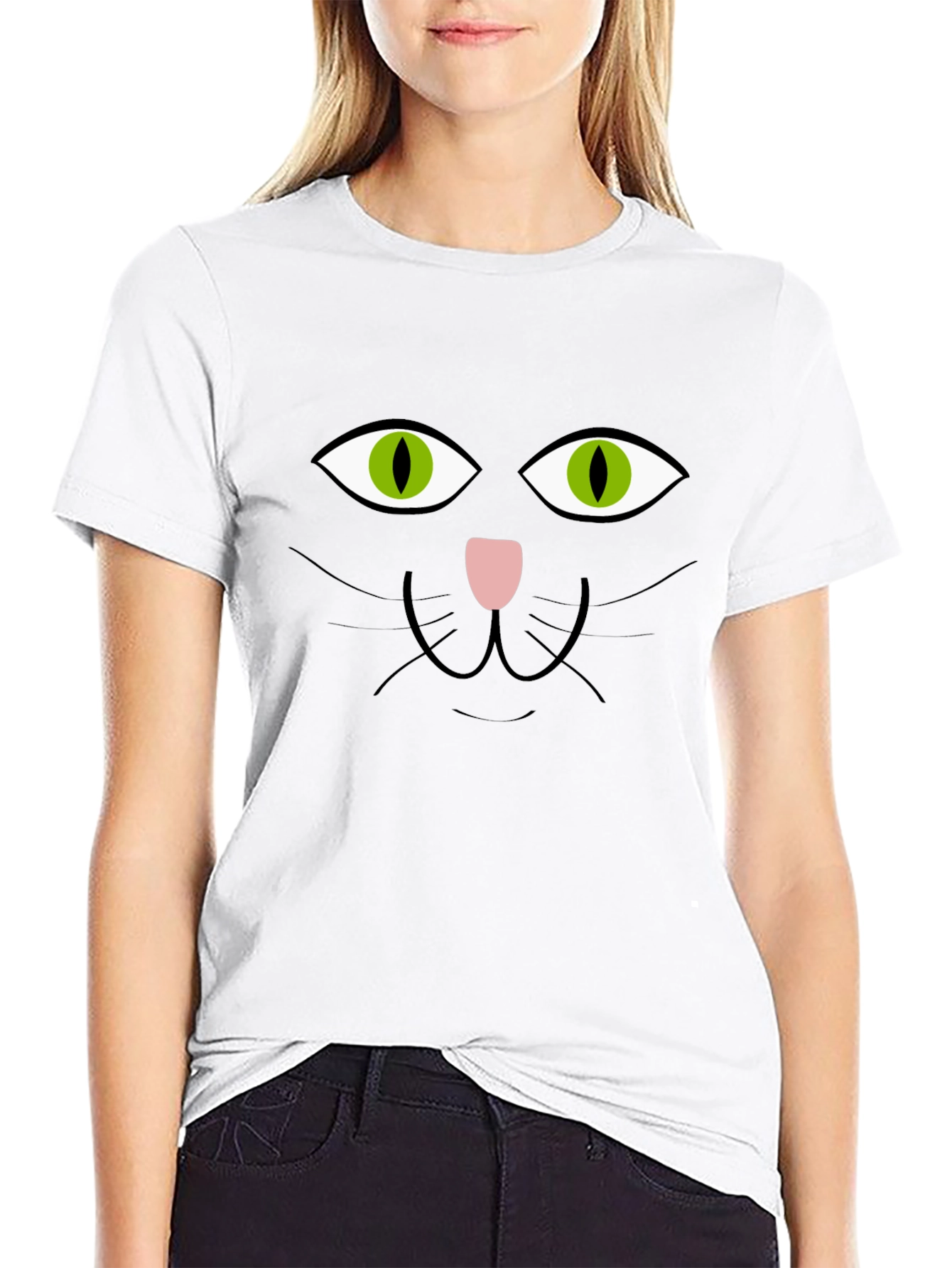 Black Cat Face T-Shirt Halloween Tee