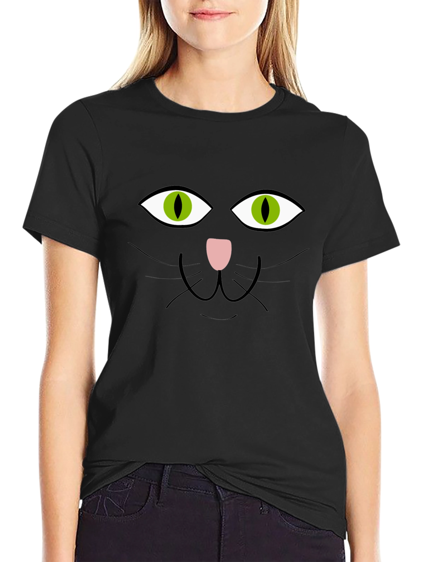 Black Cat Face T-Shirt Halloween Tee