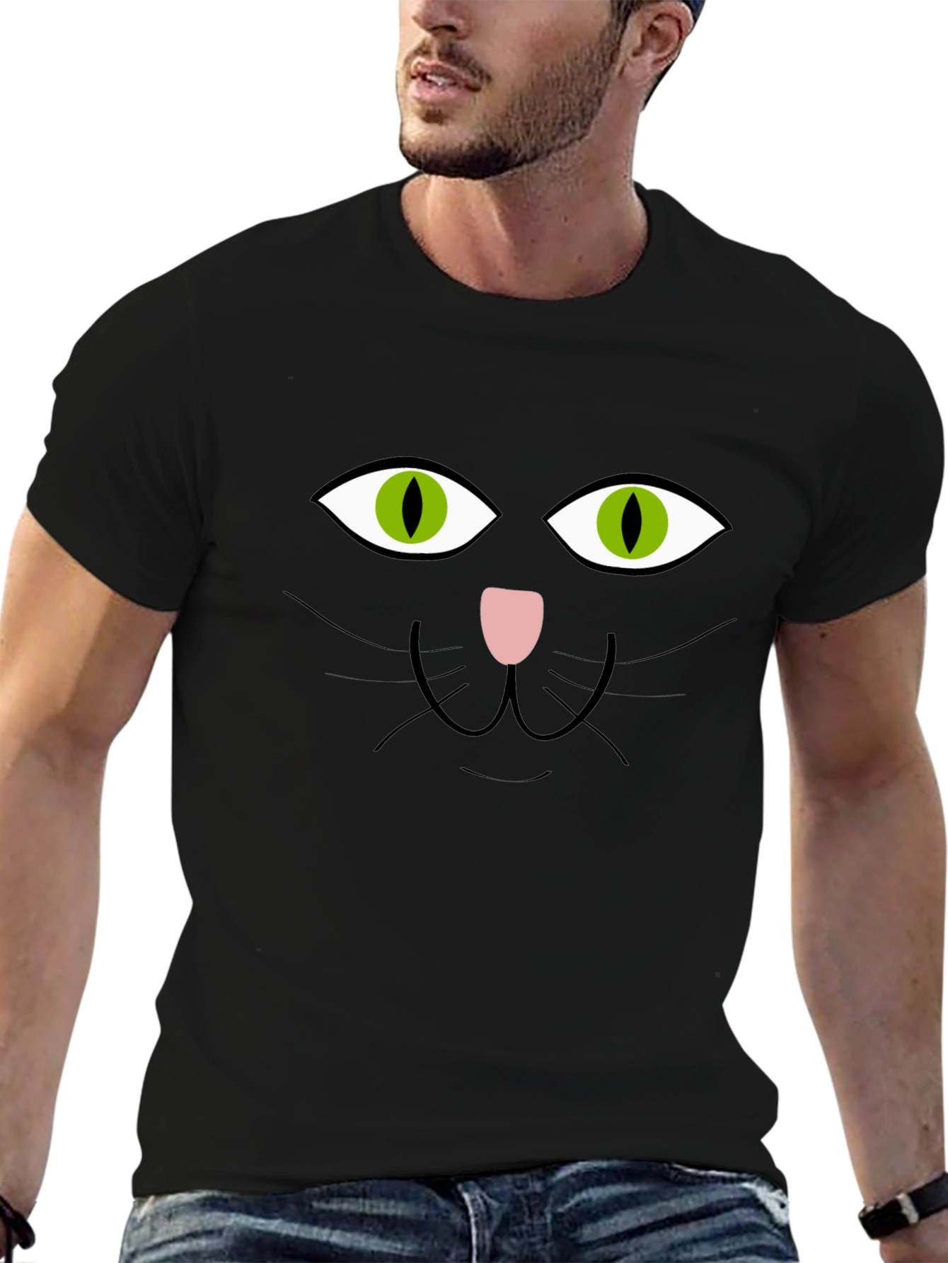 Black Cat Face T-Shirt Halloween Tee