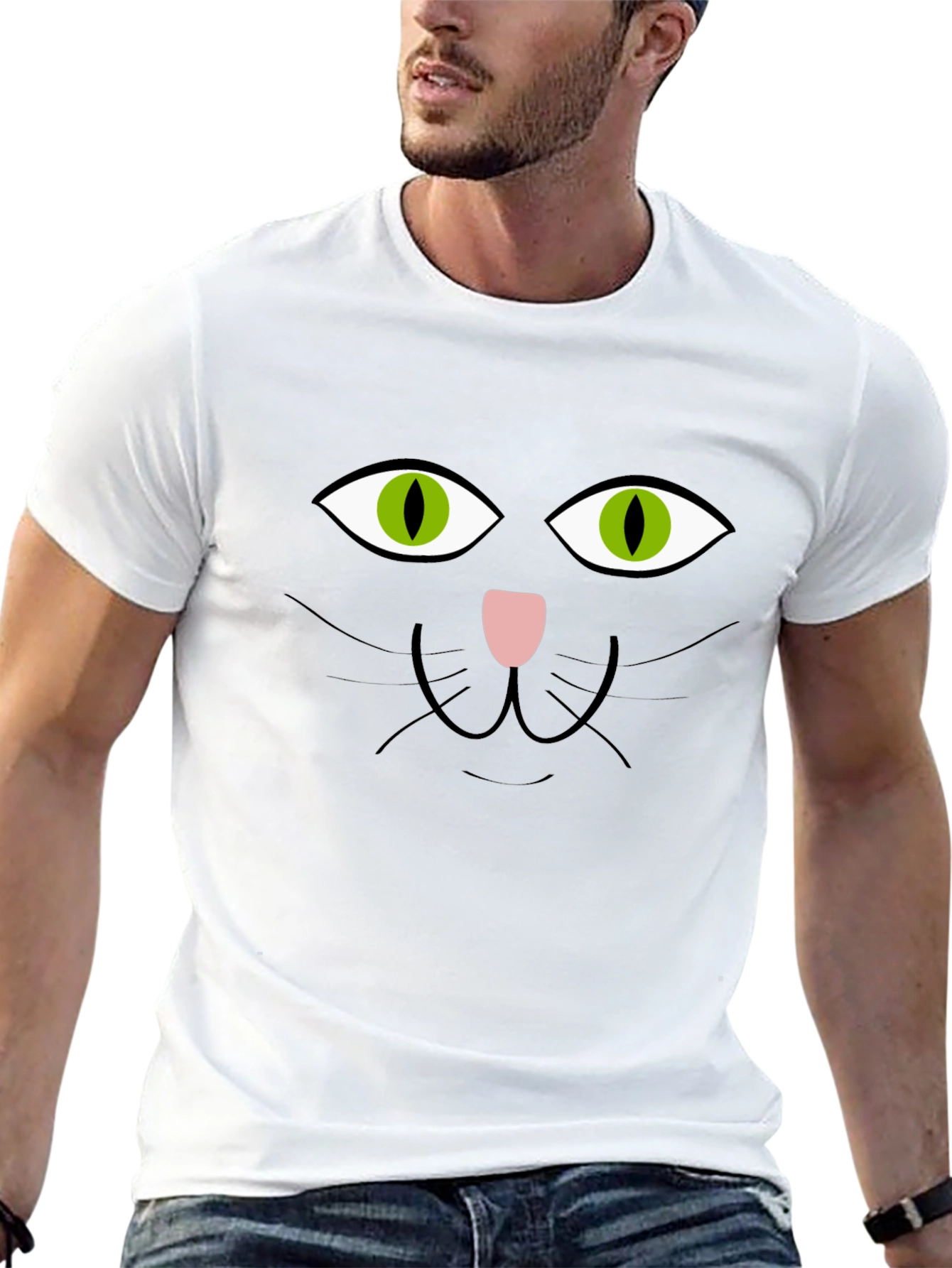 Black Cat Face T-Shirt Halloween Tee