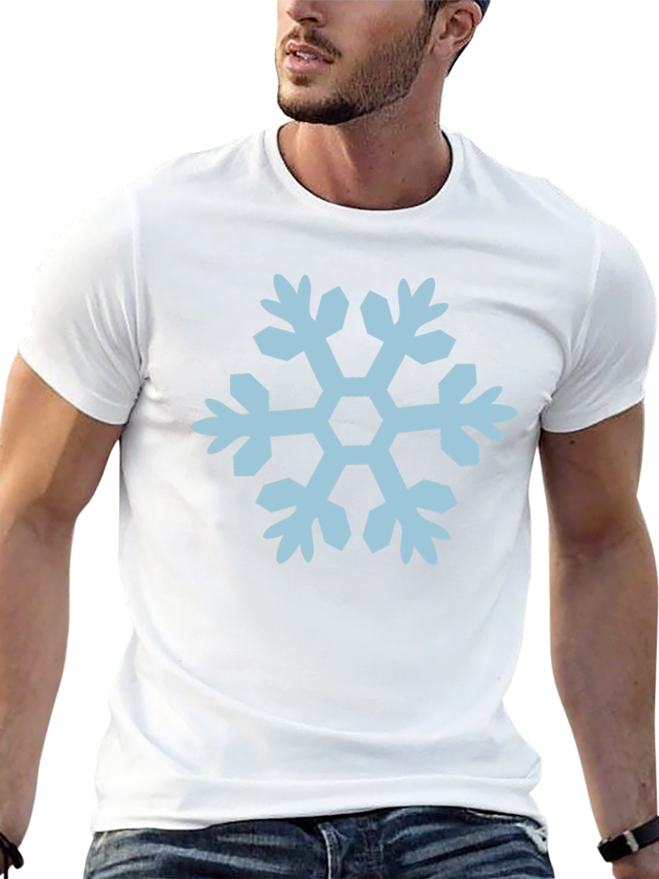 Snowflake Graphic Tee - Black Cotton T-Shirt