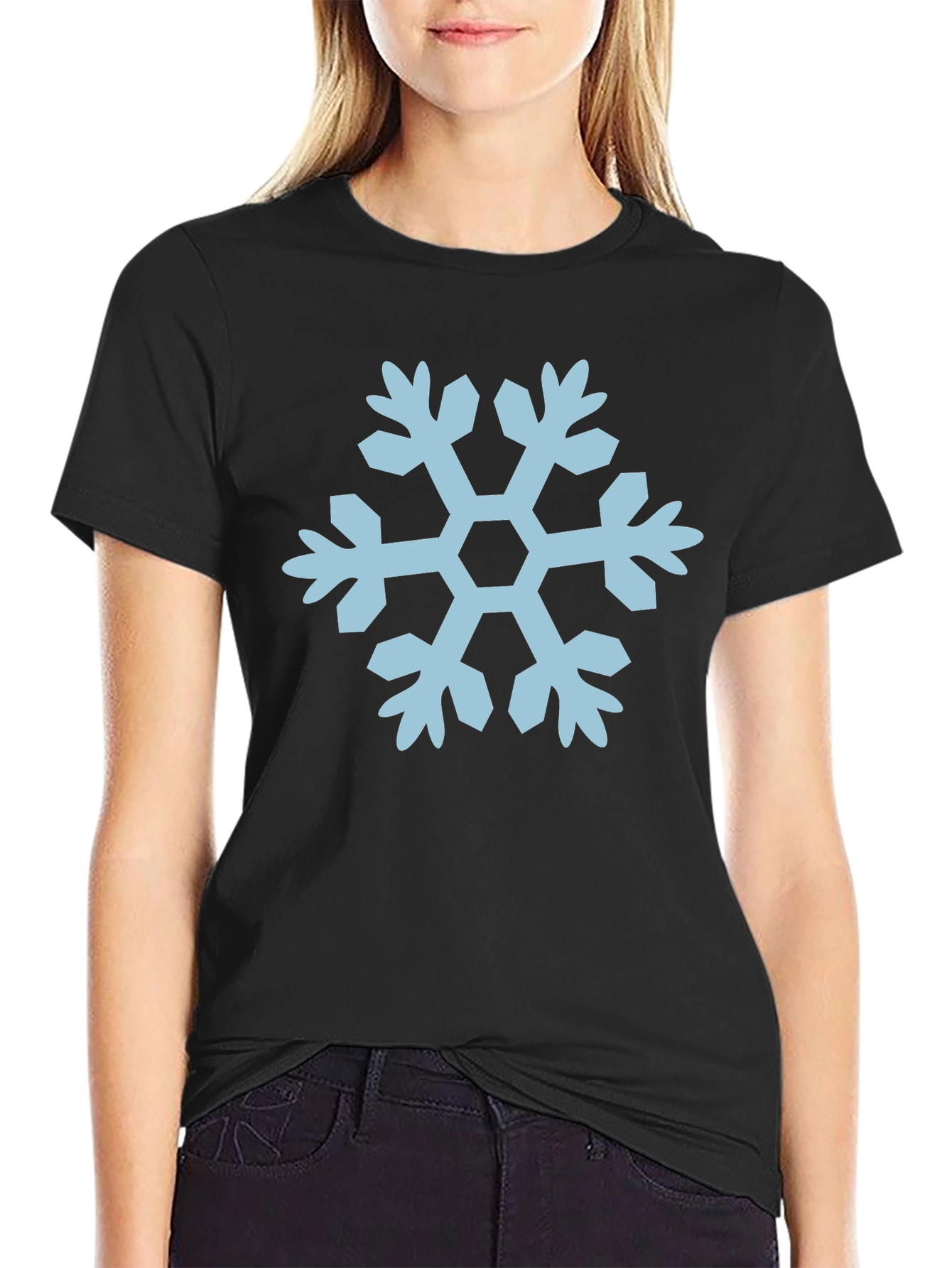 Snowflake Graphic Tee - Black Cotton T-Shirt