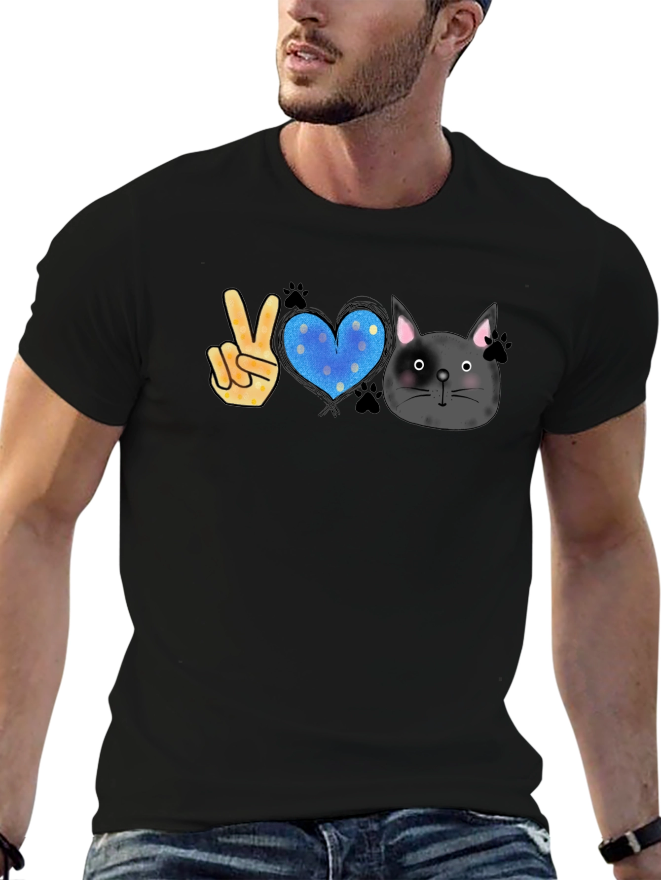 Peace Love & Cats Graphic T-Shirt