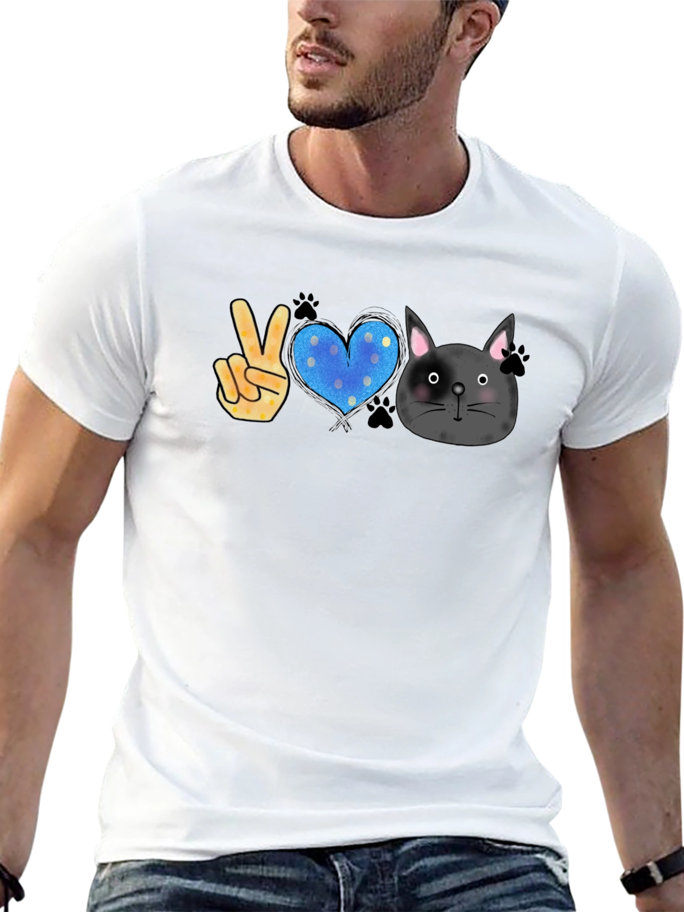 Peace Love & Cats Graphic T-Shirt