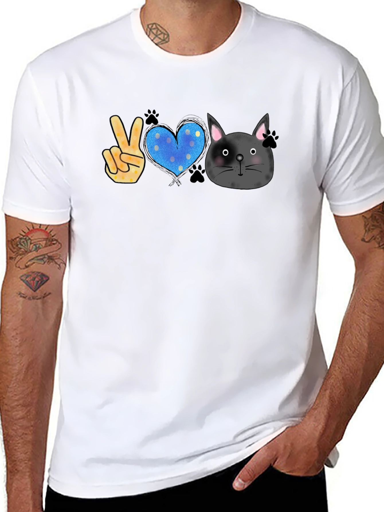 Peace Love & Cats Graphic T-Shirt