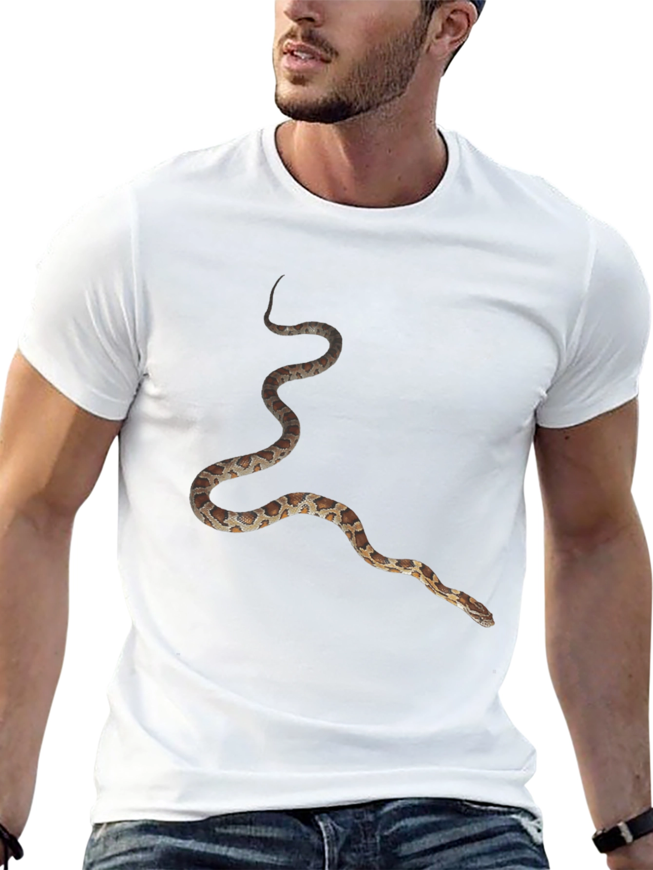 Snake Print Black T-Shirt - Unique Graphic Tee