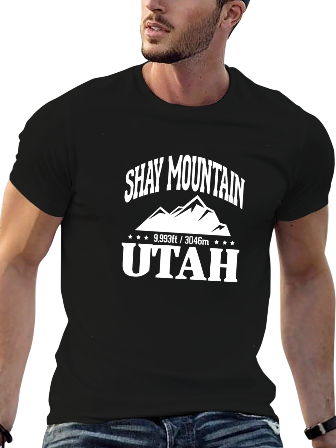 Shay Mountain Utah T-Shirt Black Cotton Graphic Tee