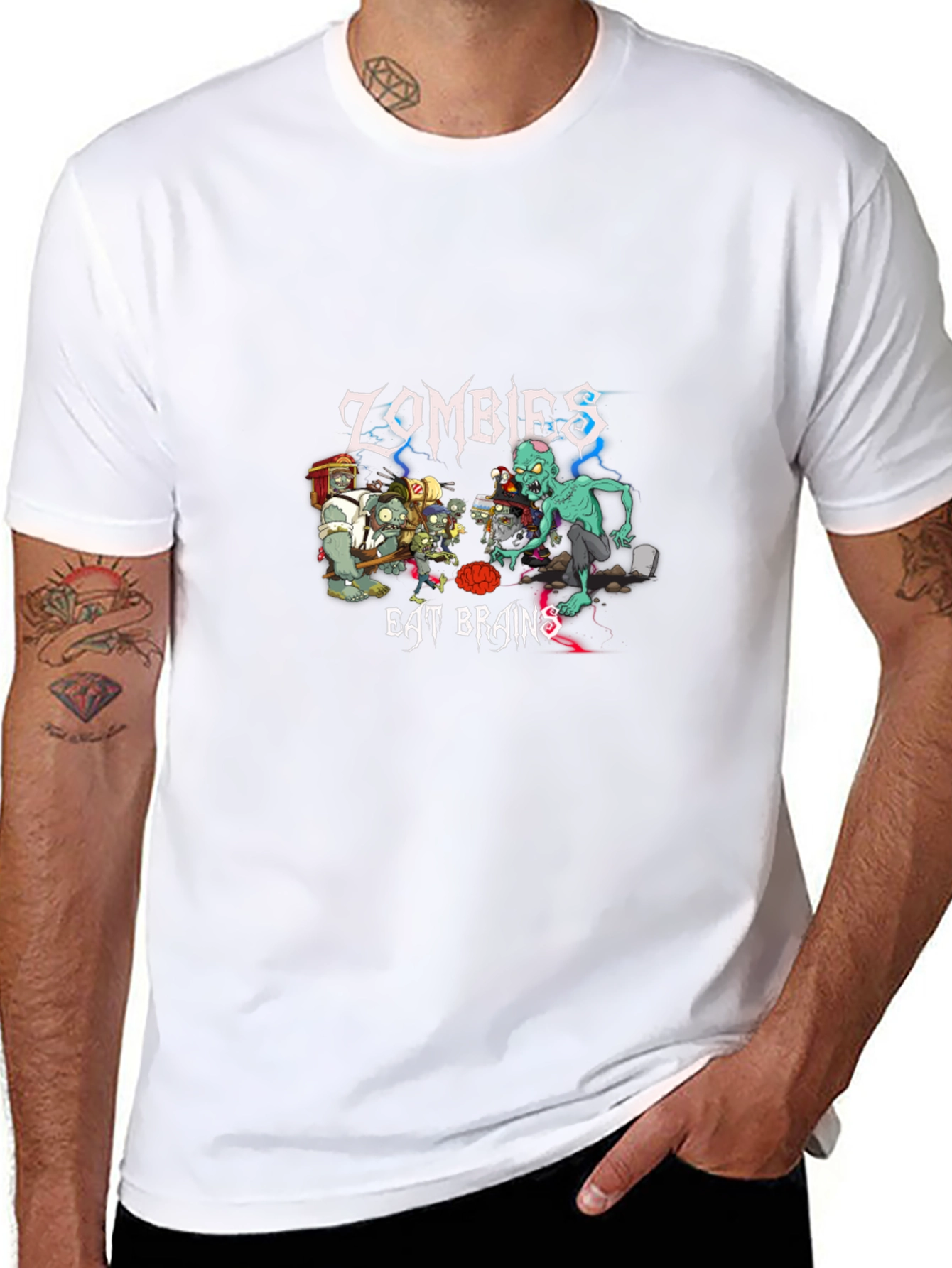 Zombies Eat Brains Graphic T-Shirt - Unique Design