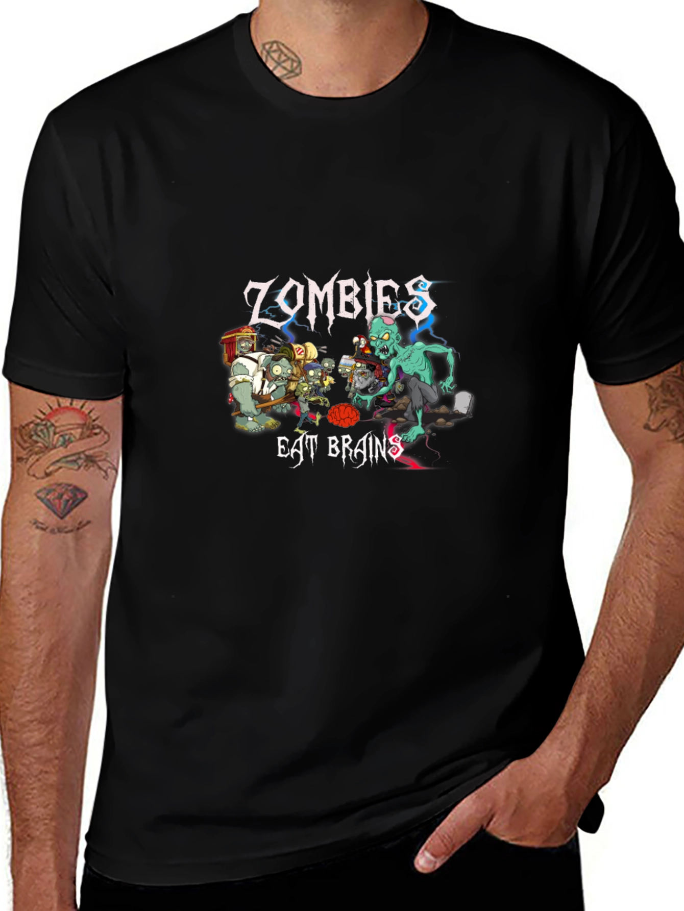 Zombies Eat Brains Graphic T-Shirt - Unique Design