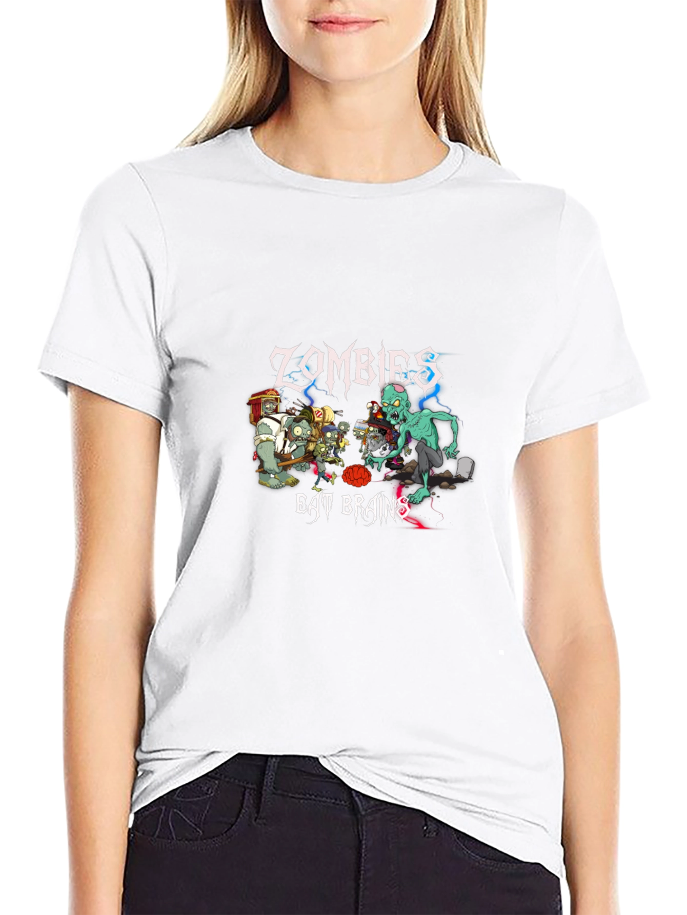 Zombies Eat Brains Graphic T-Shirt - Unique Design