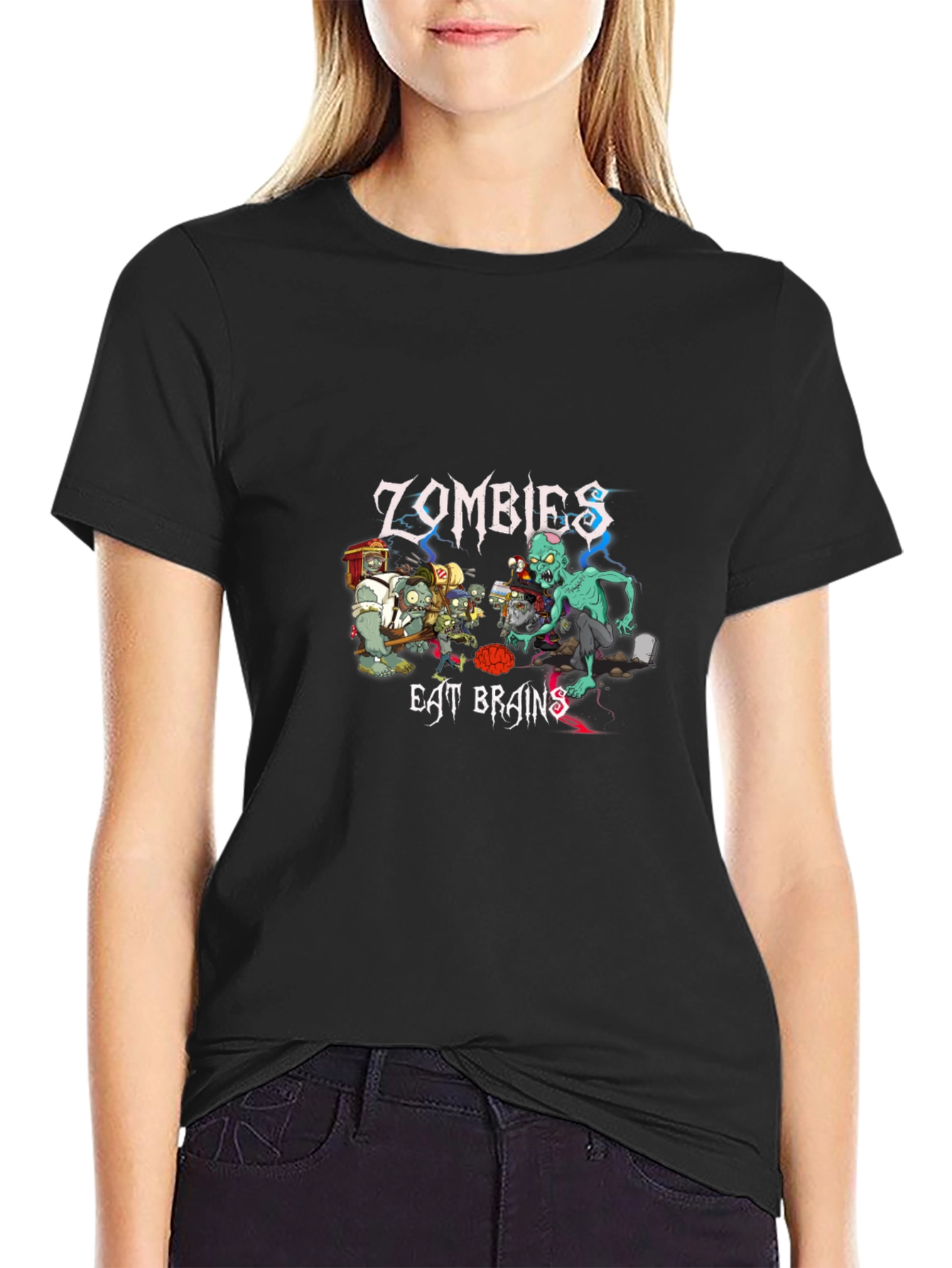 Zombies Eat Brains Graphic T-Shirt - Unique Design