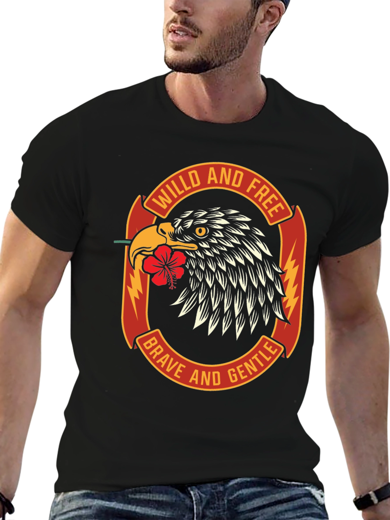 Wild & Free Eagle Graphic Black T-Shirt