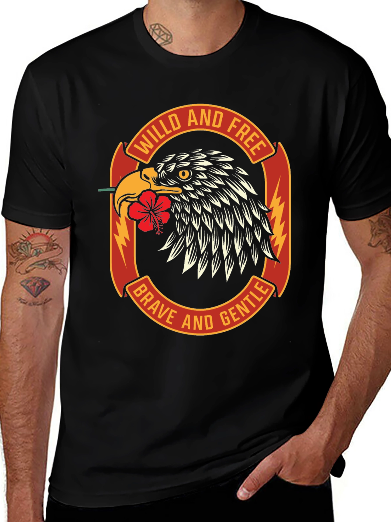 Wild & Free Eagle Graphic Black T-Shirt