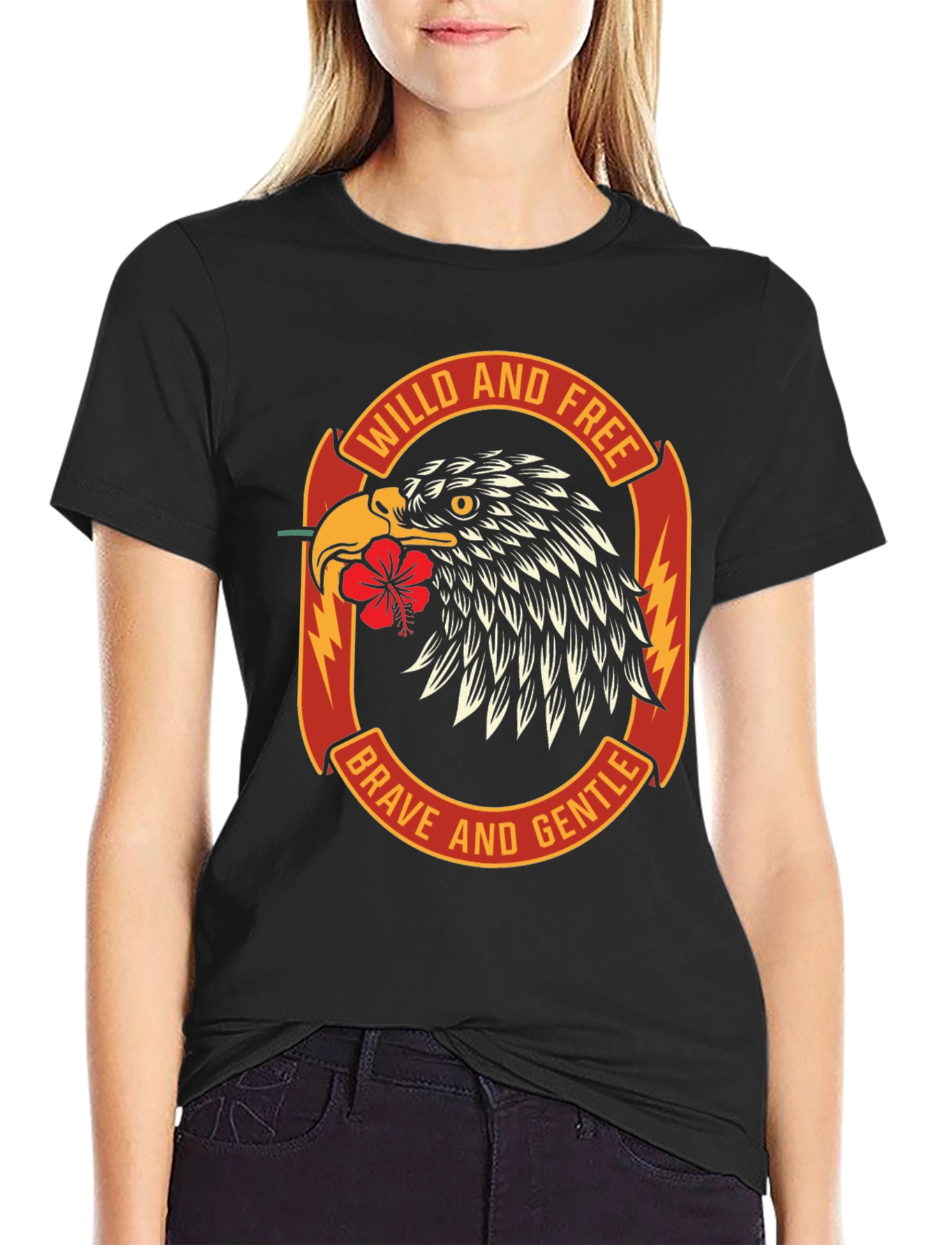 Wild & Free Eagle Graphic Black T-Shirt
