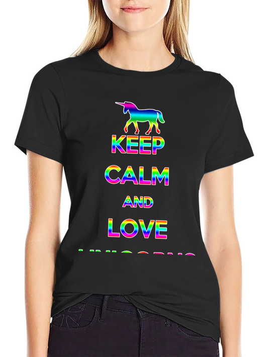 Rainbow Unicorn Keep Calm Love T-Shirt