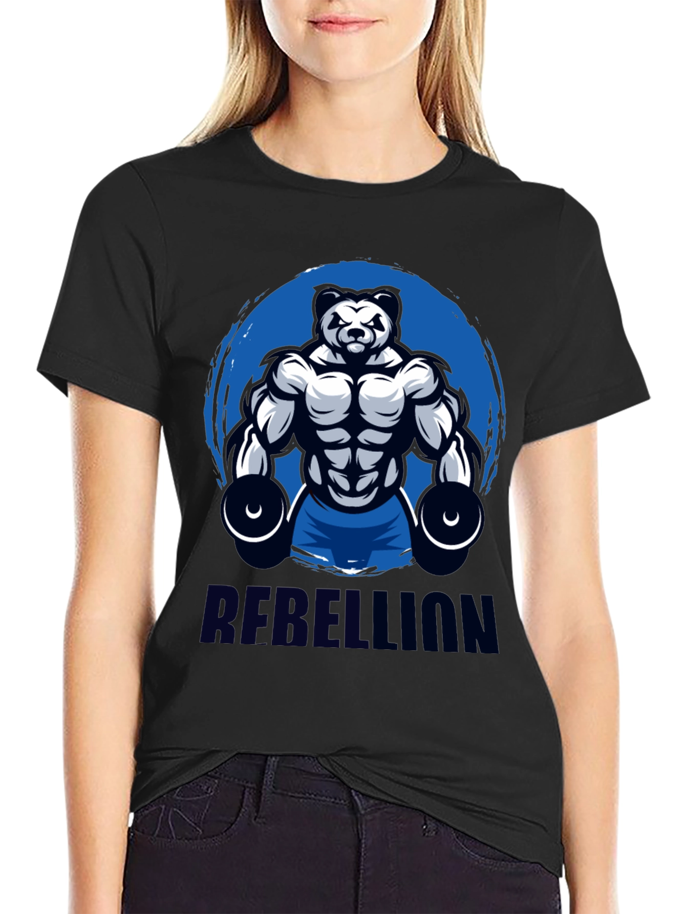 Rebellion Panda Gym Black T-Shirt