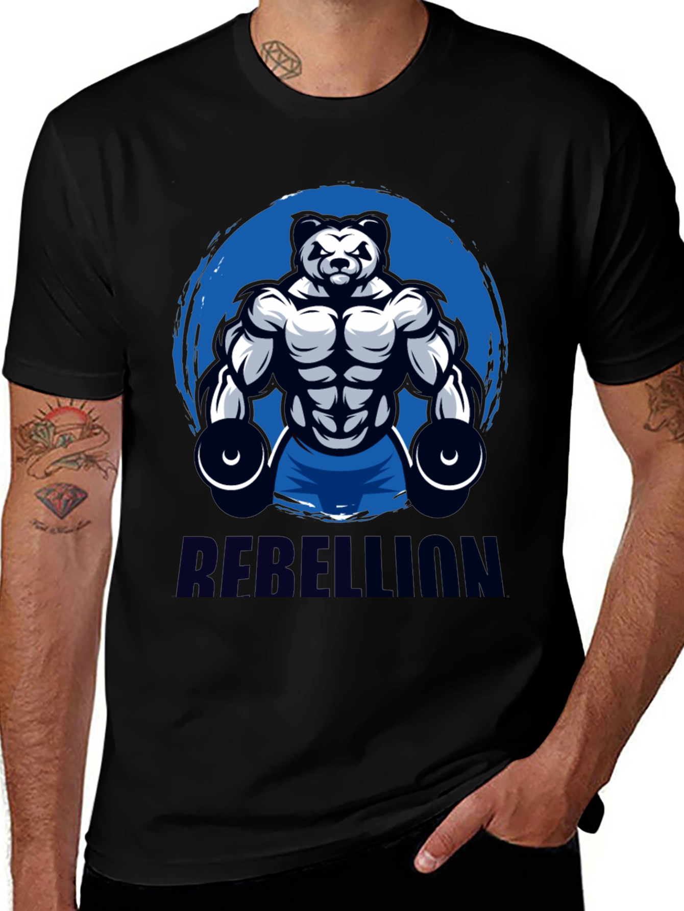 Rebellion Panda Gym Black T-Shirt