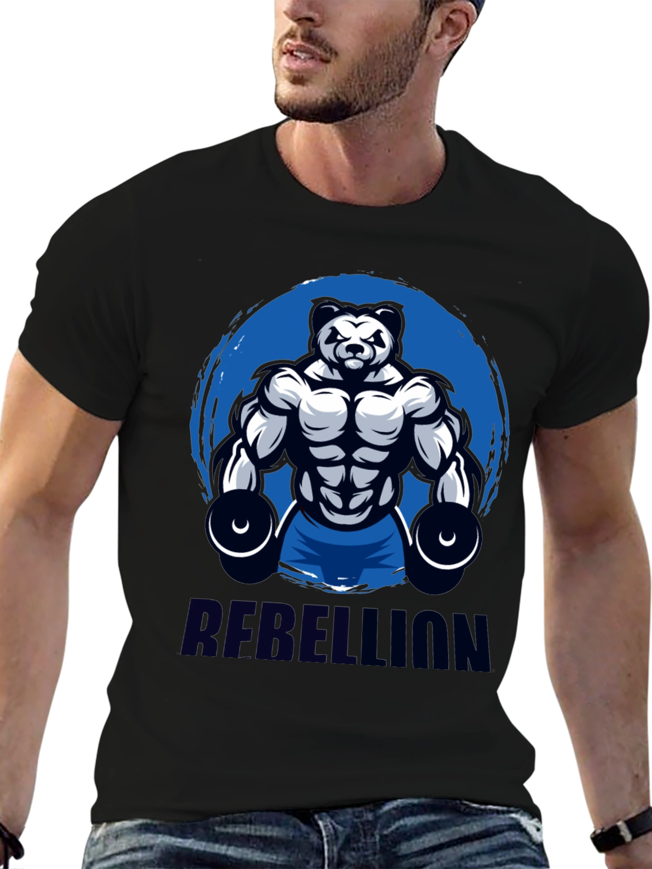 Rebellion Panda Gym Black T-Shirt