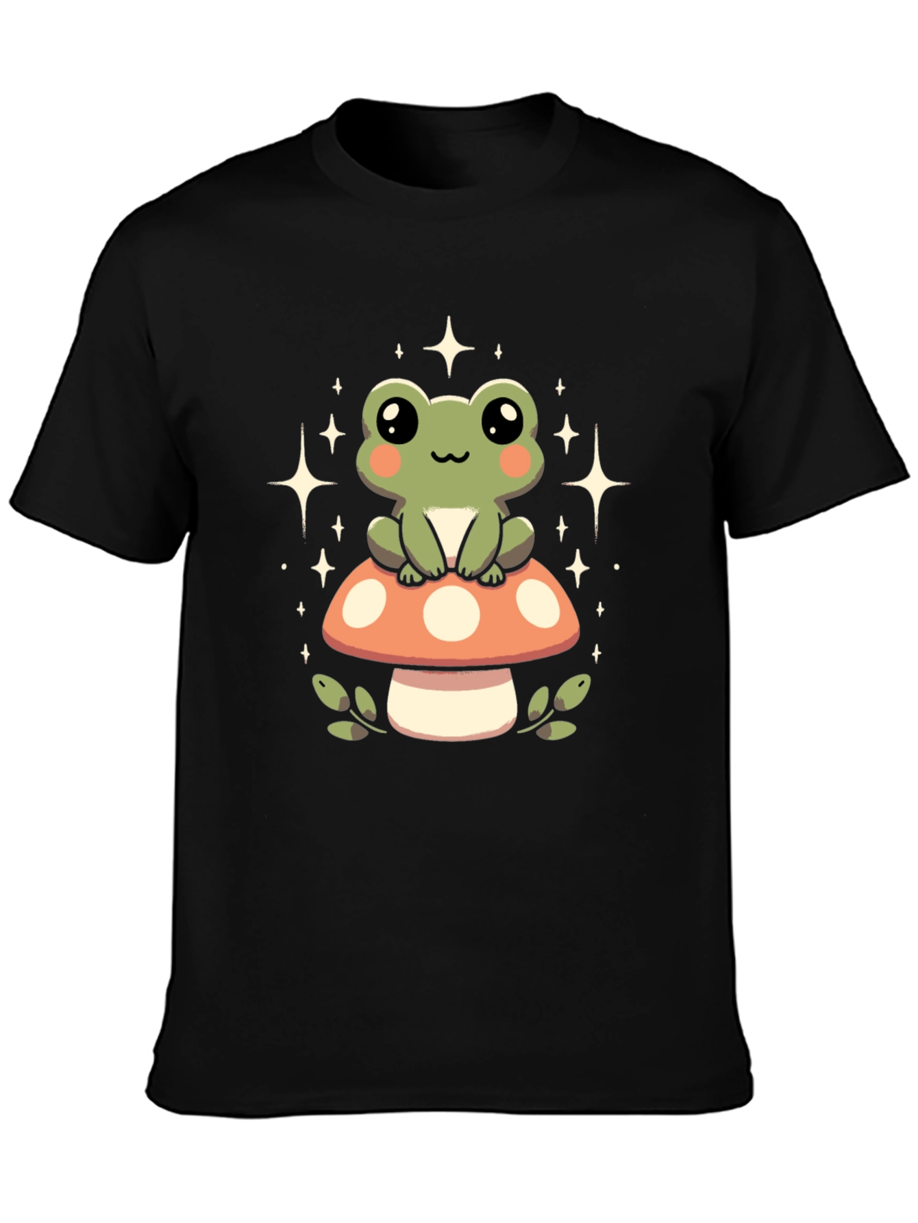 Cute Frog on Mushroom Graphic Tee