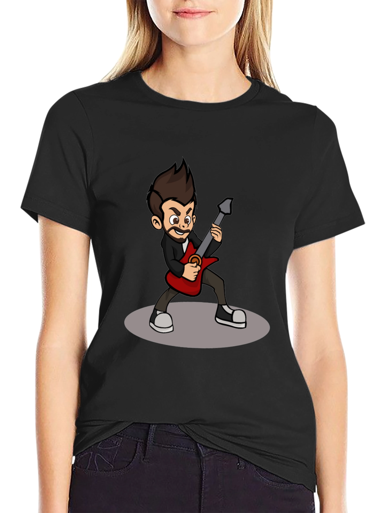 Cartoon Guitarist Graphic T-Shirt