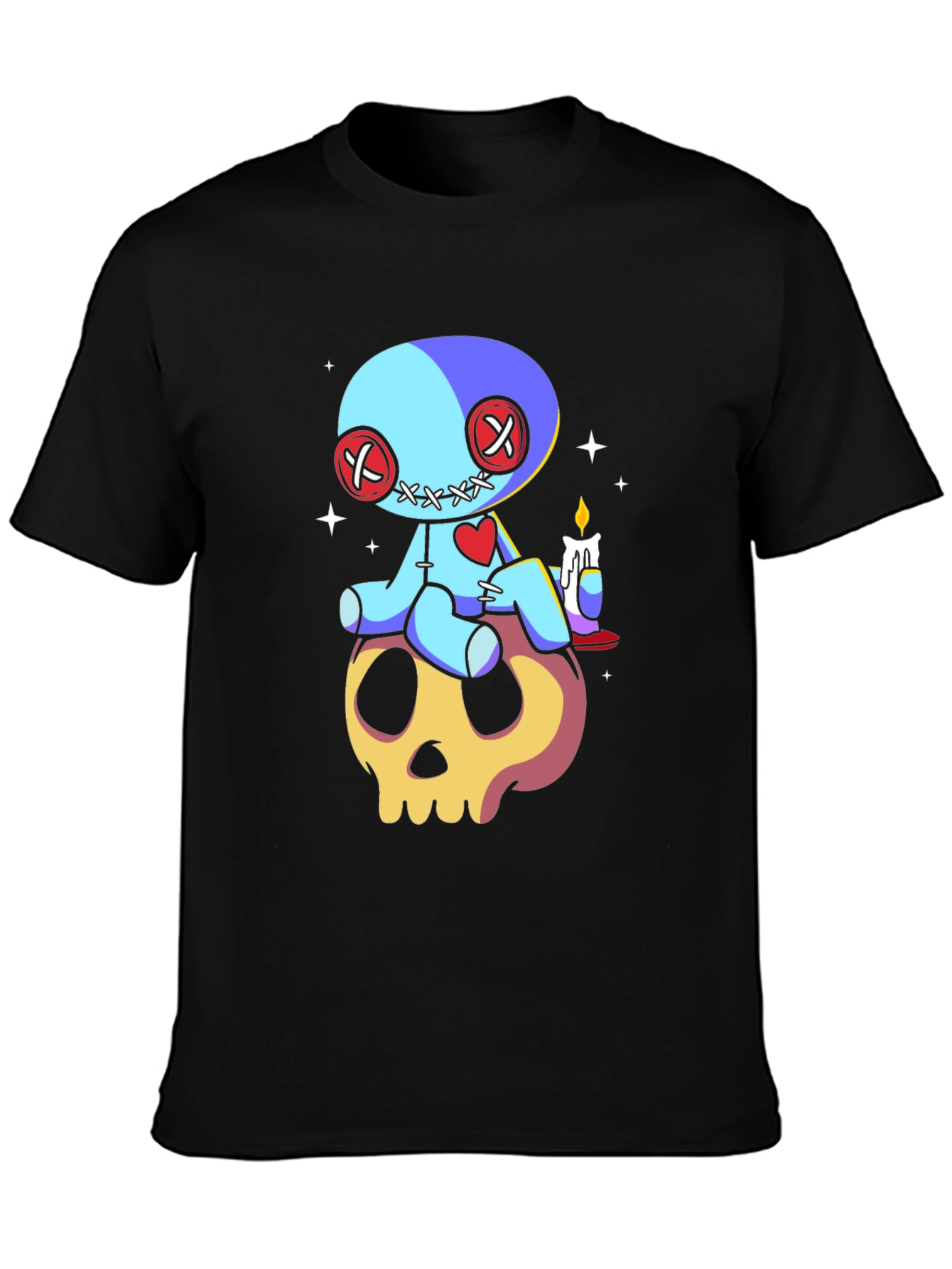 Voodoo Doll Skull Graphic Tee - Spooky Cute Style