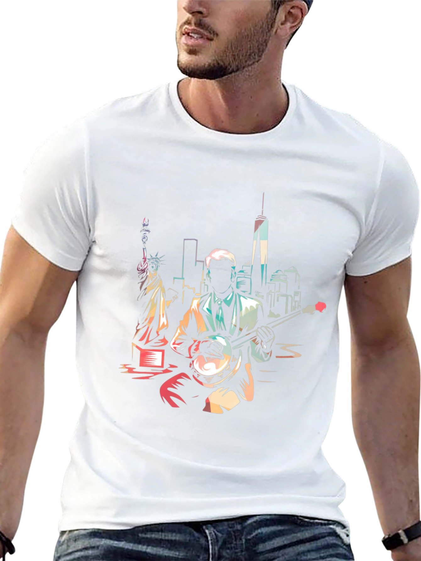 NYC Banjo Player Graphic Tee - Cool Design