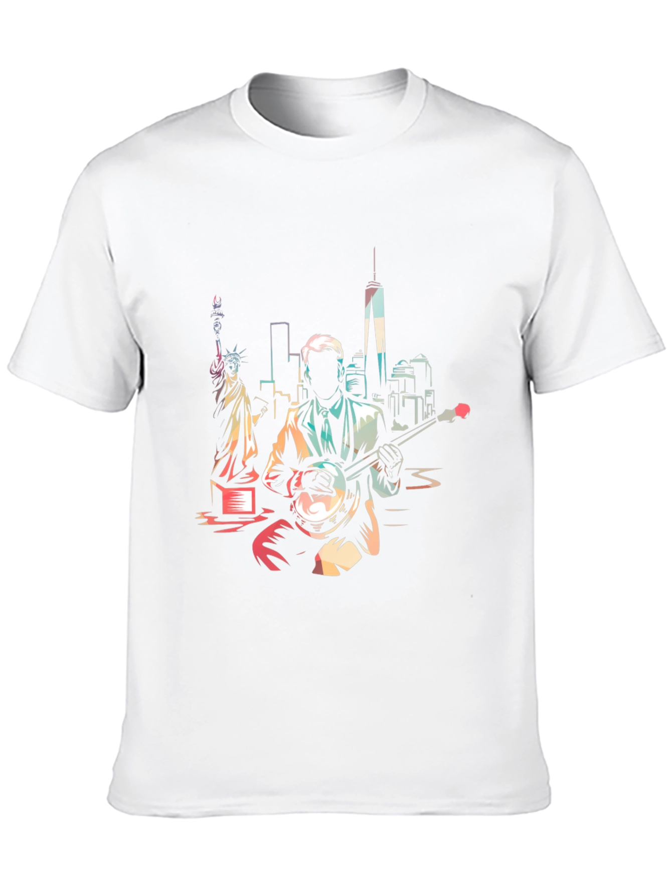 NYC Banjo Player Graphic Tee - Cool Design
